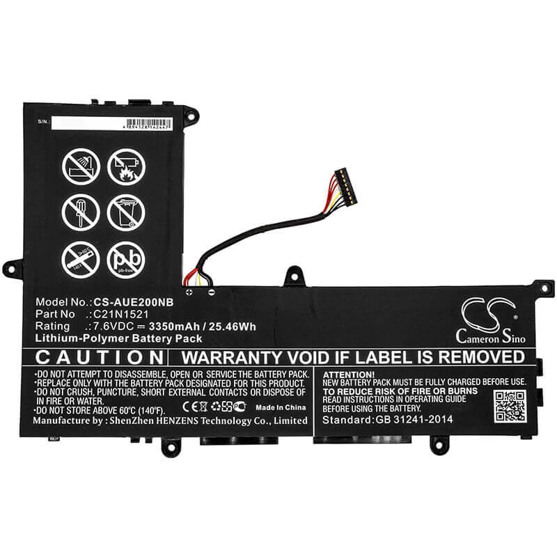 Battery For Asus, E200ha, E200ha-1a, E200ha-1b 7.6v, 3350mah - 25.46wh Notebook, Laptop Cameron Sino Technology Limited   