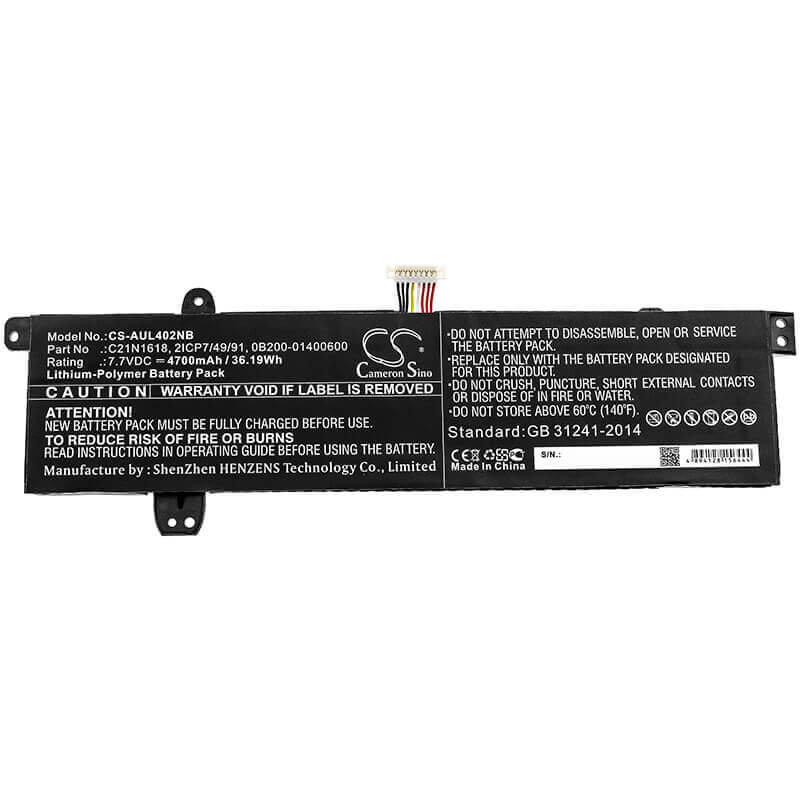 Battery For Asus, E402ba, E402ba-1r 7.7v, 4700mah - 36.19wh Notebook, Laptop Cameron Sino Technology Limited   