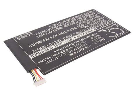 3.7V, Li-Polymer, 5000mAh, Tablet battery fits Asus, C11-tf500cd, Ee Pad Tf500, Tf500d, 18.50Wh Tablet Cameron Sino Technology Limited