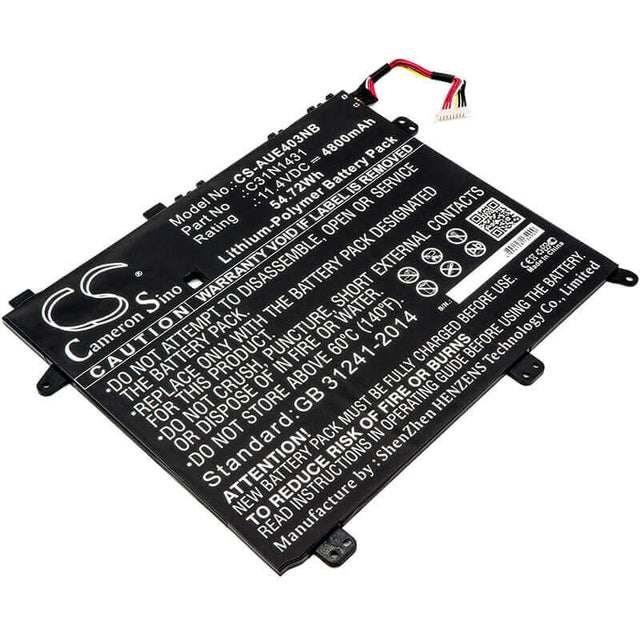 Notebook Battery For Asus, Eee Book E403s, Eee Book E403sa, 4800mah - 54.72wh Notebook, Laptop Cameron Sino Technology Limited   