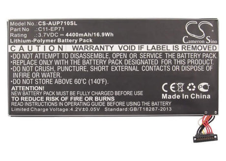 3.7V, Li-Polymer, 4400mAh, Tablet battery fits Asus, C11-ep71, Eee Pad Memo Ep71, Ep71, 16.28Wh Tablet Cameron Sino Technology Limited