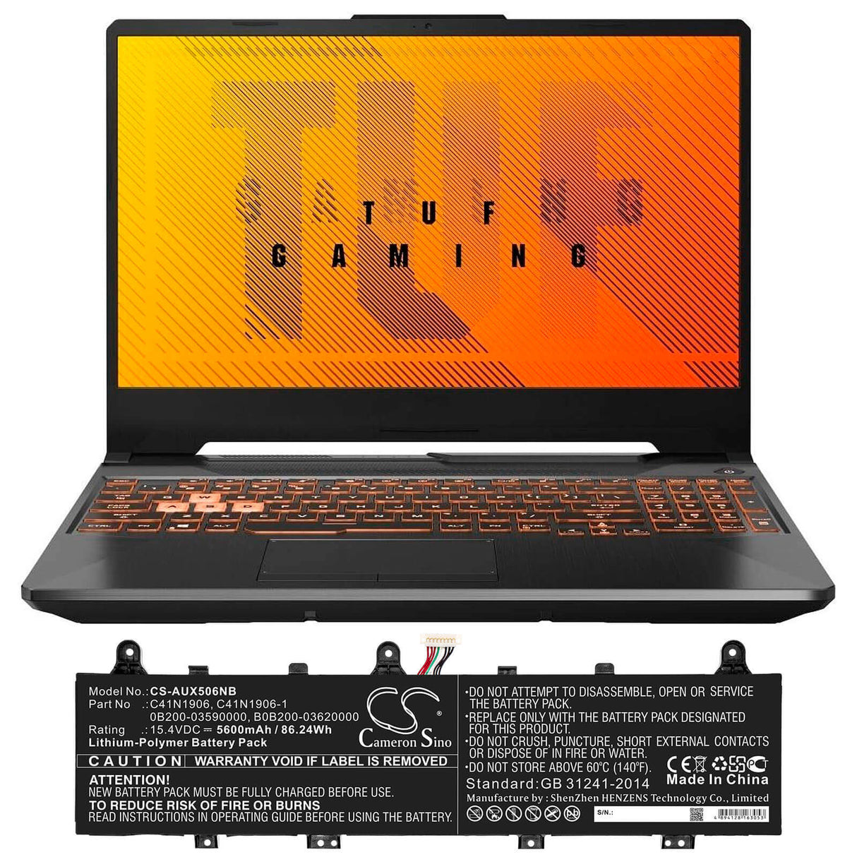 Battery For Asus, Fa506iv, Fa566iv, Fa706iu 15.4v, 5600mah - 86.24wh Notebook, Laptop Cameron Sino Technology Limited   