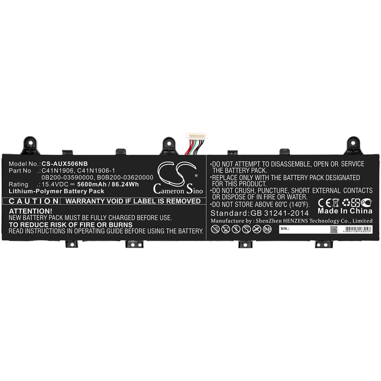 Battery For Asus, Fa506iv, Fa566iv, Fa706iu 15.4v, 5600mah - 86.24wh Notebook, Laptop Cameron Sino Technology Limited   