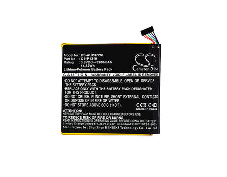 3.8V, Li-Polymer, 3900mAh, Tablet battery fits Asus, C11p1310, Fonepad 7, Me372cg, 14.82Wh Tablet Cameron Sino Technology Limited