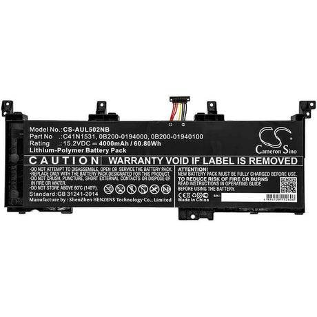 Battery For Asus, Fx502vs, Fx502vy, G502vs 15.2v, 4000mah - 60.80wh Notebook, Laptop Cameron Sino Technology Limited   