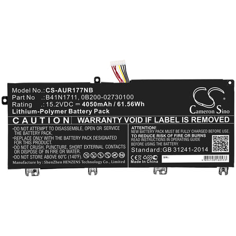 Battery For Asus, Fx503vd-0072c7300hq, Fx503vd-dm002t, Fx503vd-dm044t 15.2v, 4050mah - 61.56wh Notebook, Laptop Cameron Sino Technology Limited   