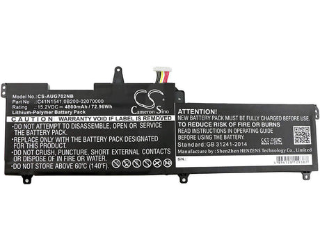 Battery For Asus, G702vm, G702vm-gc045t, G702vm-gc071t 15.2v, 4800mah - 72.96wh Notebook, Laptop Cameron Sino Technology Limited   
