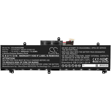 Battery For Asus, Gu502du, Gu502gu, Gu502gu-az047t 15.4v, 4800mah - 73.92wh Notebook, Laptop Cameron Sino Technology Limited   