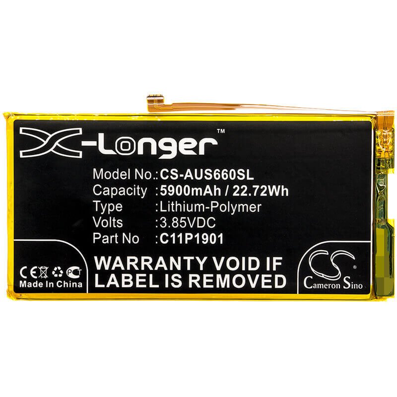 3.85V, Li-Polymer, 5900mAh, SmartPhone battery fits Asus, 0b200-03510300, I001d, Rog Phone 2, 22.72Wh Mobile, SmartPhone Cameron Sino Technology Limited (Smartphone)