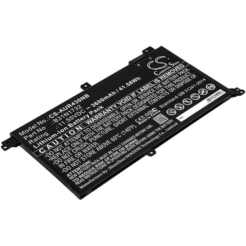 Notebook Battery For Asus, X571L, K430fn, K430uf 11.55v, 3600mah - 41.58wh Notebook, Laptop Cameron Sino Technology Limited
