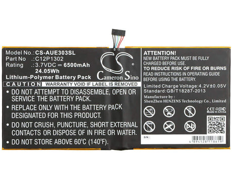 Battery For Asus, Memo Pad 10 Me302c, Memo Pad 10 Me302kl 3.7v, 6500mah - 24.05wh Batteries for Electronics Cameron Sino Technology Limited (Suspended)   