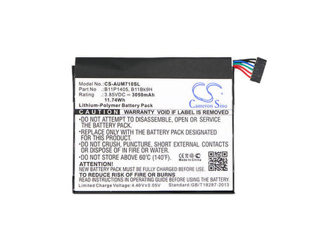 3.85V, Li-ion, 3050mAh, Tablet battery fits Asus, B11bk9h, K01a, Me170cx, 11.74Wh Tablet Cameron Sino Technology Limited