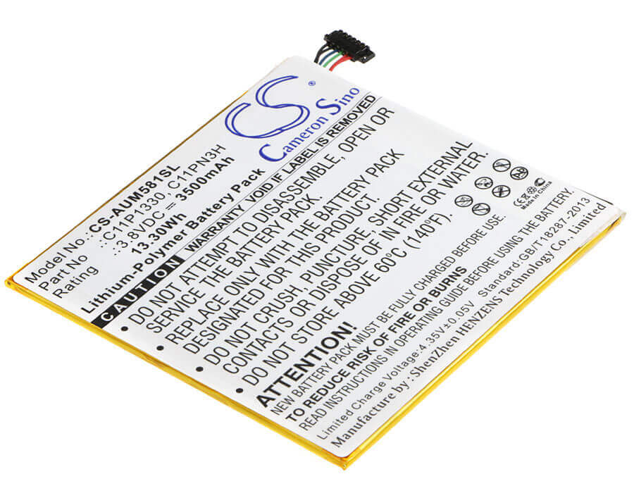 3.8V, Li-Polymer, 3500mAh, Tablet battery fits Asus, C11p1330, Ast21, Me181c, 13.30Wh Tablet Cameron Sino Technology Limited
