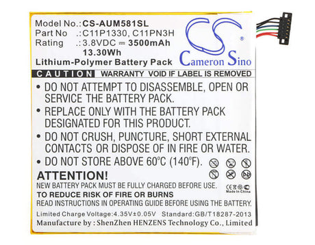 3.8V, Li-Polymer, 3500mAh, Tablet battery fits Asus, C11p1330, Ast21, Me181c, 13.30Wh Tablet Cameron Sino Technology Limited