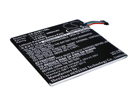 3.8V, Li-Polymer, 3900mAh, Tablet battery fits Asus, 0b200-00710000, Fonepad 7 Me175cg, Fonepad Me175cg Fonepad 7, 14.82Wh Tablet Cameron Sino Technology Limited