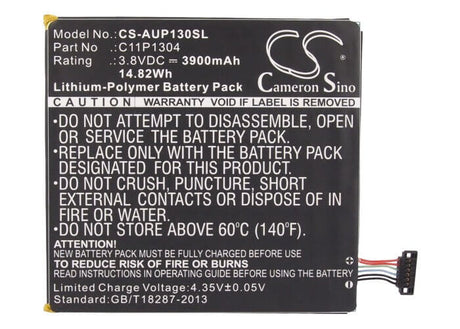 3.8V, Li-Polymer, 3900mAh, Tablet battery fits Asus, 0b200-00800000, K00l, K013, 14.82Wh Tablet Cameron Sino Technology Limited
