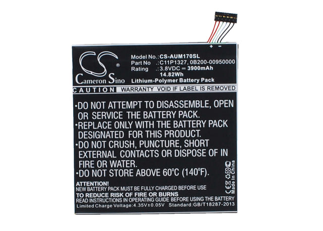 3.8V, Li-Polymer, 3900mAh, Tablet battery fits Asus, 0b200-00950000, Fe170cg, Fonepad 7" Dual Sim Phablet, 14.82Wh Tablet Cameron Sino Technology Limited
