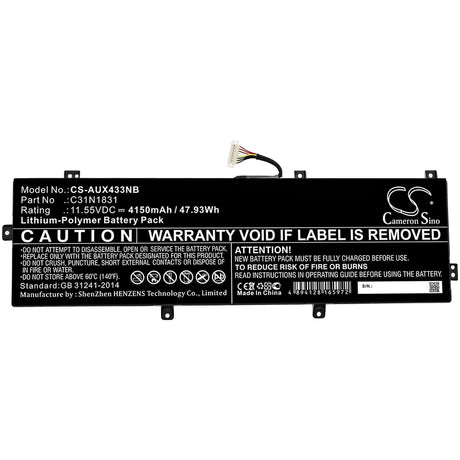 Battery For Asus, P3540fa, P3540fa-0091a8265u, P3540fa-0101a8565u 11.55v, 4150mah - 47.93wh Notebook, Laptop Cameron Sino Technology Limited   