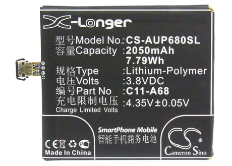 3.8V, Li-Polymer, 2050mAh, SmartPhone battery fits Asus, C11-a68, A68, Padfone 2, 7.79Wh Mobile, SmartPhone Cameron Sino Technology Limited (Smartphone)