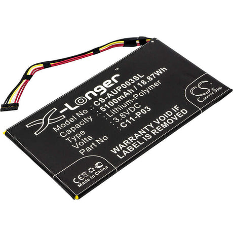 3.8V, Li-Polymer, 5100mAh, Tablet battery fits Asus, C11-p03, Padfone 2 (a68) Tablet, Padfone 2 Tablet, 18.87Wh Tablet Cameron Sino Technology Limited