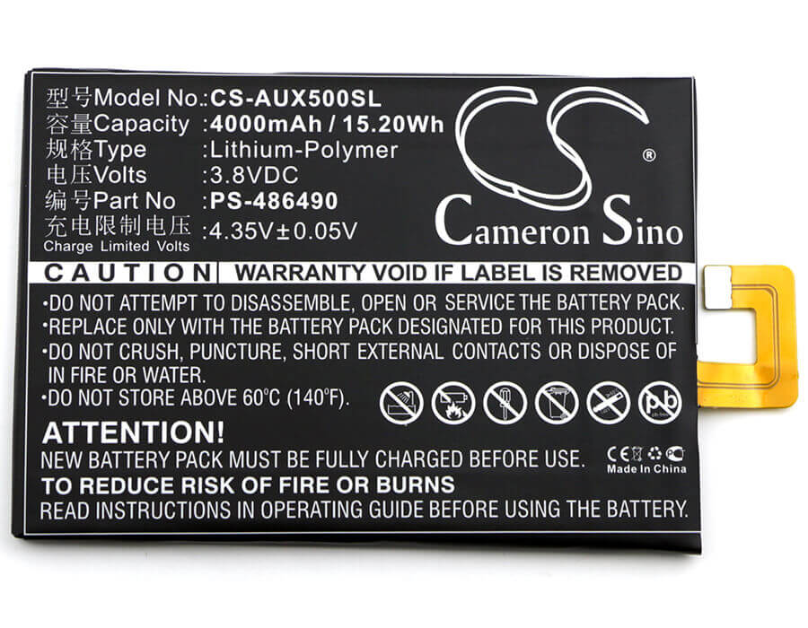 3.8V, Li-Polymer, 4000mAh, SmartPhone battery fits Asus, Ps-486490, Pegasus X005, 15.2Wh Mobile, SmartPhone Cameron Sino Technology Limited (Smartphone)