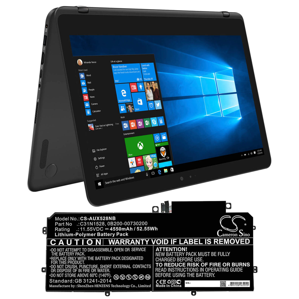 Battery For Asus, Q324ca, Ux360ca, Ux360ca-1a 11.55v, 4550mah - 52.55wh Notebook, Laptop Cameron Sino Technology Limited   