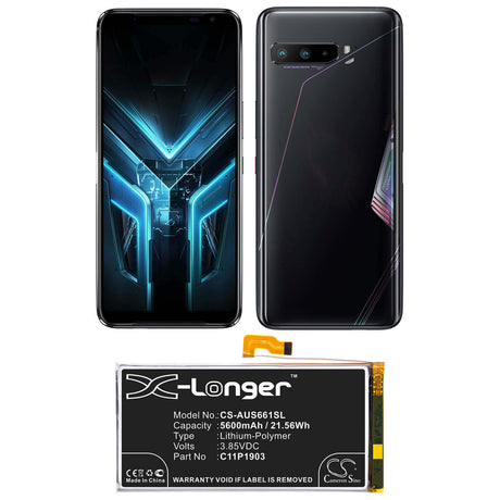 3.85V, Li-Polymer, 5600mAh, SmartPhone battery fits Asus, 0b200-03720100, Rog Phone 3, Rog Phone Iii, 21.56Wh Mobile, SmartPhone Cameron Sino Technology Limited (Smartphone)
