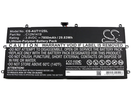 3.8V, Li-Polymer, 7850mAh, Tablet battery fits Asus, 0b200-01300200, Transformer Book T100 Chi, Transformer Book T100chi-fg003, 29.83Wh Tablet Cameron Sino Technology Limited