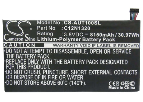 3.8V, Li-Polymer, 8150mAh, Tablet battery fits Asus, 0b200-00720100, T100, T100t, 30.97Wh Tablet Cameron Sino Technology Limited