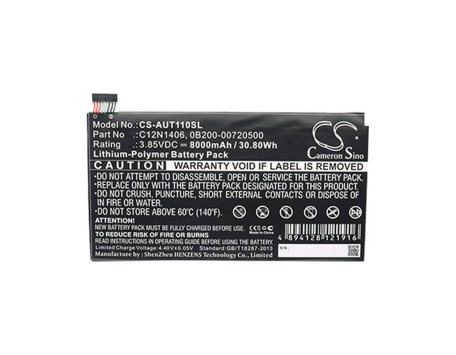 3.85V, Li-Polymer, 8000mAh, Tablet battery fits Asus, 0b200-00720500, Pad Transformer Book T100tal, Transformer Book T100tal, 30.80Wh Tablet Cameron Sino Technology Limited
