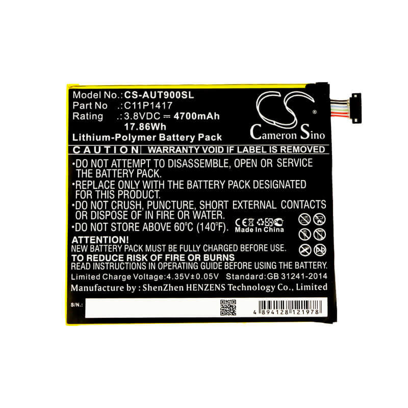 3.8V, Li-Polymer, 4700mAh, Tablet battery fits Asus, 0b200-01290000, Ansformer Book T90 Chi, Transformer Book T90, 17.86Wh Tablet Cameron Sino Technology Limited