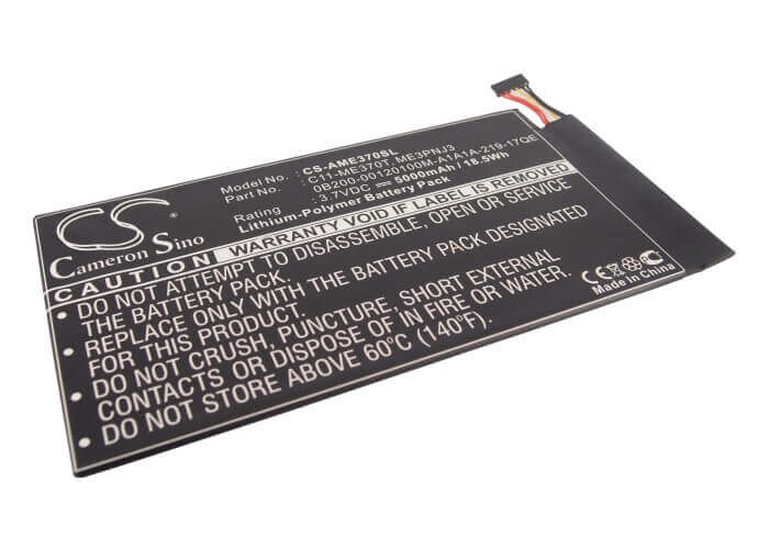 3.7V, Li-Polymer, 5000mAh, Tablet battery fits Asus, C11-me301t, 110-0329h, K001, 18.50Wh Tablet Cameron Sino Technology Limited