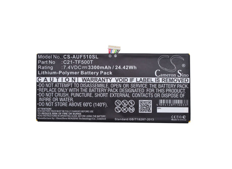 7.4V, Li-Polymer, 3300mAh, Tablet battery fits Asus, C21-tf500t, Transformer Pad Tf500t, 24.42Wh Tablet Cameron Sino Technology Limited