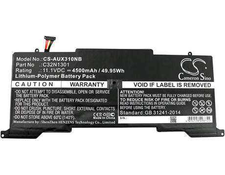 Notebook Battery For Asus, Ux31la-0132a4500u, Ux31la-0161a4200u, Ux31la-c4018h, Ux31la-c402 11.1v, 4500mah - 49.95wh Notebook, Laptop Cameron Sino Technology Limited