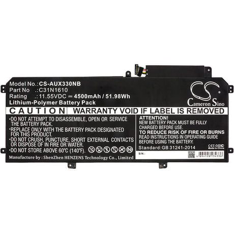 Notebook battery For Asus, Ux330, Ux330c, Ux330ca, Ux330u, Zenbook Ux33 11.55v, 4500mah - 51.98wh Notebook, Laptop Cameron Sino Technology Limited   