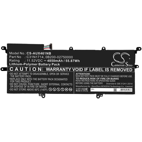 Notebook Battery For Asus, Ux461, Ux461fa, Ux461fa-1a 11.52v, 4850mah - 55.87wh Notebook, Laptop Cameron Sino Technology Limited