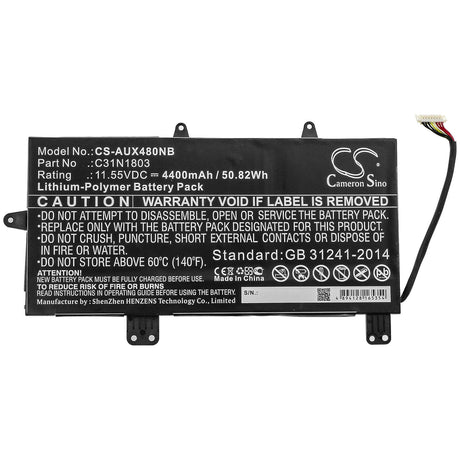 Battery For Asus, Ux480fd Ux450fd, Zenbook Pro 14 Ux480 11.55v, 4400mah - 50.82wh Notebook, Laptop Cameron Sino Technology Limited   