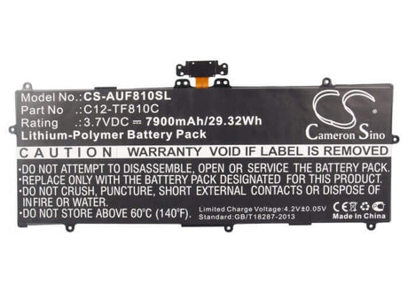 3.7V, Li-Polymer, 7900mAh, Tablet battery fits Asus, C12-tf810c, Tf810, Tf810c, 29.23Wh Tablet Cameron Sino Technology Limited