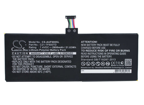 Battery For Asus Vivotab Tf600t 7.4v, 2950mah - 21.83wh Batteries for Electronics Cameron Sino Technology Limited (Suspended)