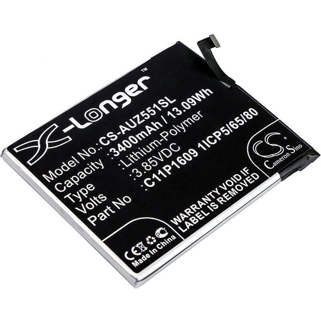3.85V, Li-Polymer, 3400mAh, SmartPhone battery fits Asus, C11p1609 1icp5/65/80, X00dda, Z00dda, 13.09Wh Mobile, SmartPhone Cameron Sino Technology Limited (Smartphone)
