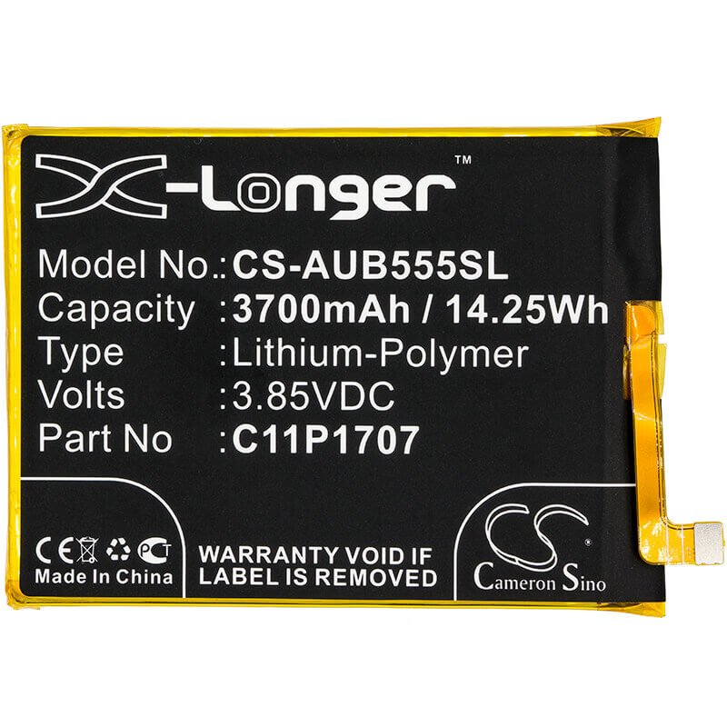 3.85V, Li-Polymer, 3700mAh, SmartPhone battery fits Asus, 0b200-02880000, Zb555kl, Zenfone Max M1, 14.25Wh Mobile, SmartPhone Cameron Sino Technology Limited (Smartphone)