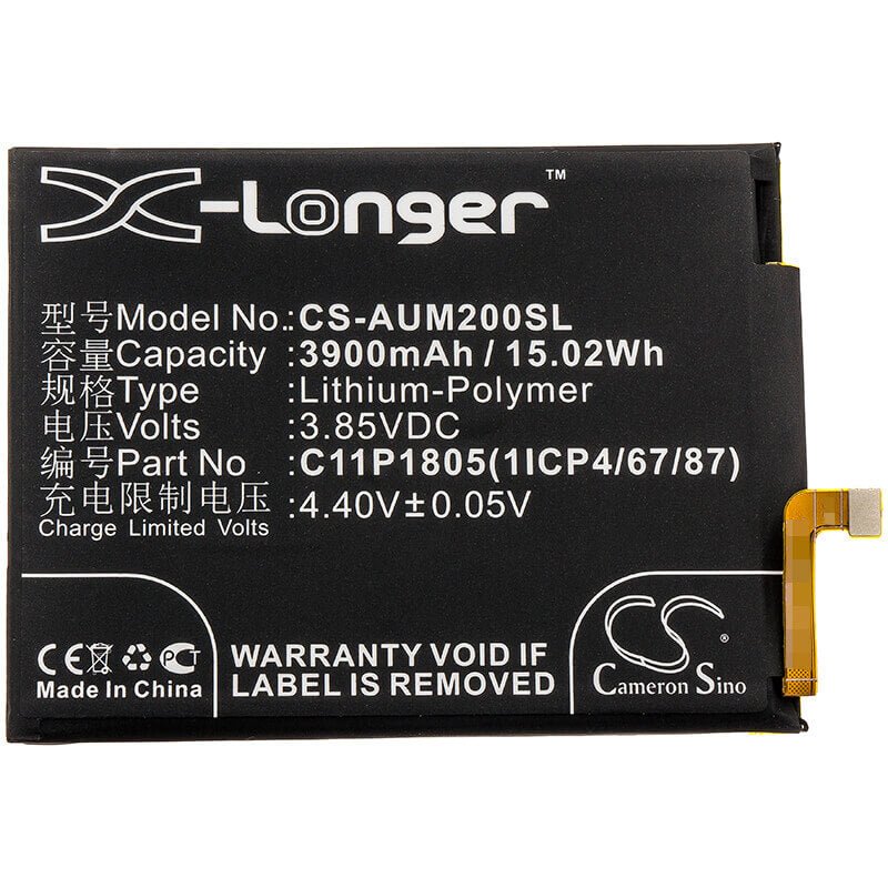 3.85V, Li-Polymer, 3900mAh, SmartPhone battery fits Asus, C11p1805(1icp4/67/87), Zb633kl, Zenfone Max M2, 15.02Wh Mobile, SmartPhone Cameron Sino Technology Limited (Smartphone)