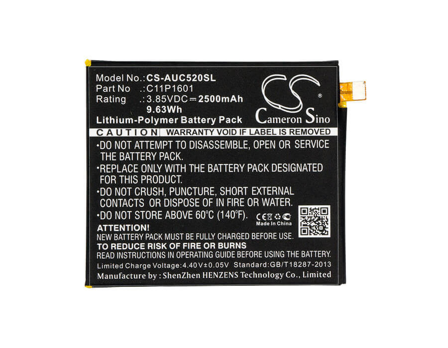 3.85V, Li-Polymer, 2500mAh, SmartPhone battery fits Asus, 0b200-02160000, Ze520kl, Zenfone 3 5.2, 9.63Wh Mobile, SmartPhone Cameron Sino Technology Limited (Smartphone)