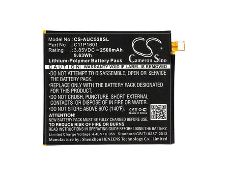 3.85V, Li-Polymer, 2500mAh, SmartPhone battery fits Asus, 0b200-02160000, Ze520kl, Zenfone 3 5.2, 9.63Wh Mobile, SmartPhone Cameron Sino Technology Limited (Smartphone)