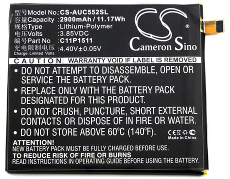 3.85V, Li-Polymer, 2900mAh, SmartPhone battery fits Asus, 0b200-02000500, Zd552kl, Ze552kl, 11.17Wh Mobile, SmartPhone Cameron Sino Technology Limited (Smartphone)