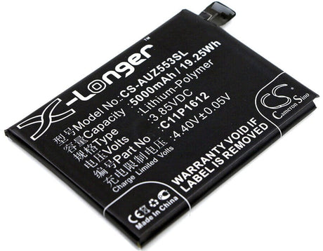 3.85V, Li-Polymer, 5000mAh, SmartPhone battery fits Asus, C11p1612, Ze553kl, Zenfone 3 Zoom, 19.25Wh Mobile, SmartPhone Cameron Sino Technology Limited (Smartphone)