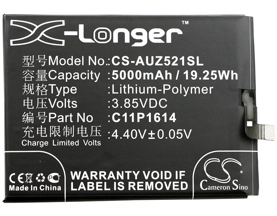 3.85V, Li-Polymer, 5000mAh, SmartPhone battery fits Asus, C11p1614, Zc521tl, Zenfone 3s Max, 19.25Wh Mobile, SmartPhone Cameron Sino Technology Limited (Smartphone)