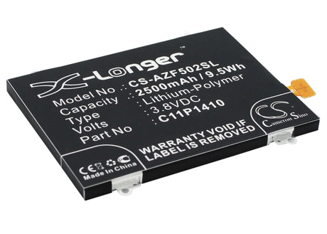 3.8V, Li-Polymer, 2500mAh, SmartPhone battery fits Asus, 0b200-01210100, Zenfone 5 A502cg, Zenfone 5 Lite, 9.5Wh Mobile, SmartPhone Cameron Sino Technology Limited (Smartphone)