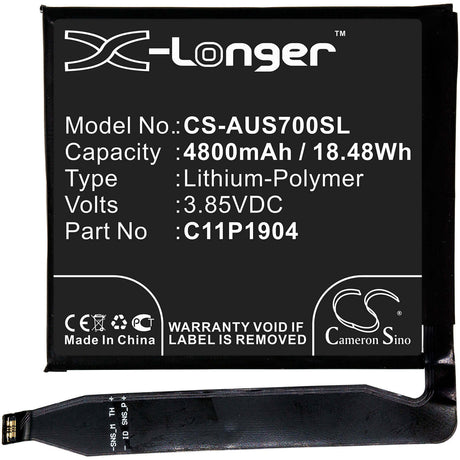 3.85V, Li-Polymer, 4800mAh, SmartPhone battery fits Asus, 0b200-03740200, Zenfone 7, Zenfone 7 Pro, 18.48Wh Mobile, SmartPhone Cameron Sino Technology Limited (Smartphone)