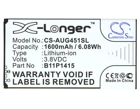3.8V, Li-ion, 1600mAh, SmartPhone battery fits Asus, B11p1415, Z00sd, Zc451tg, 6.08Wh Mobile, SmartPhone Cameron Sino Technology Limited (Suspended)